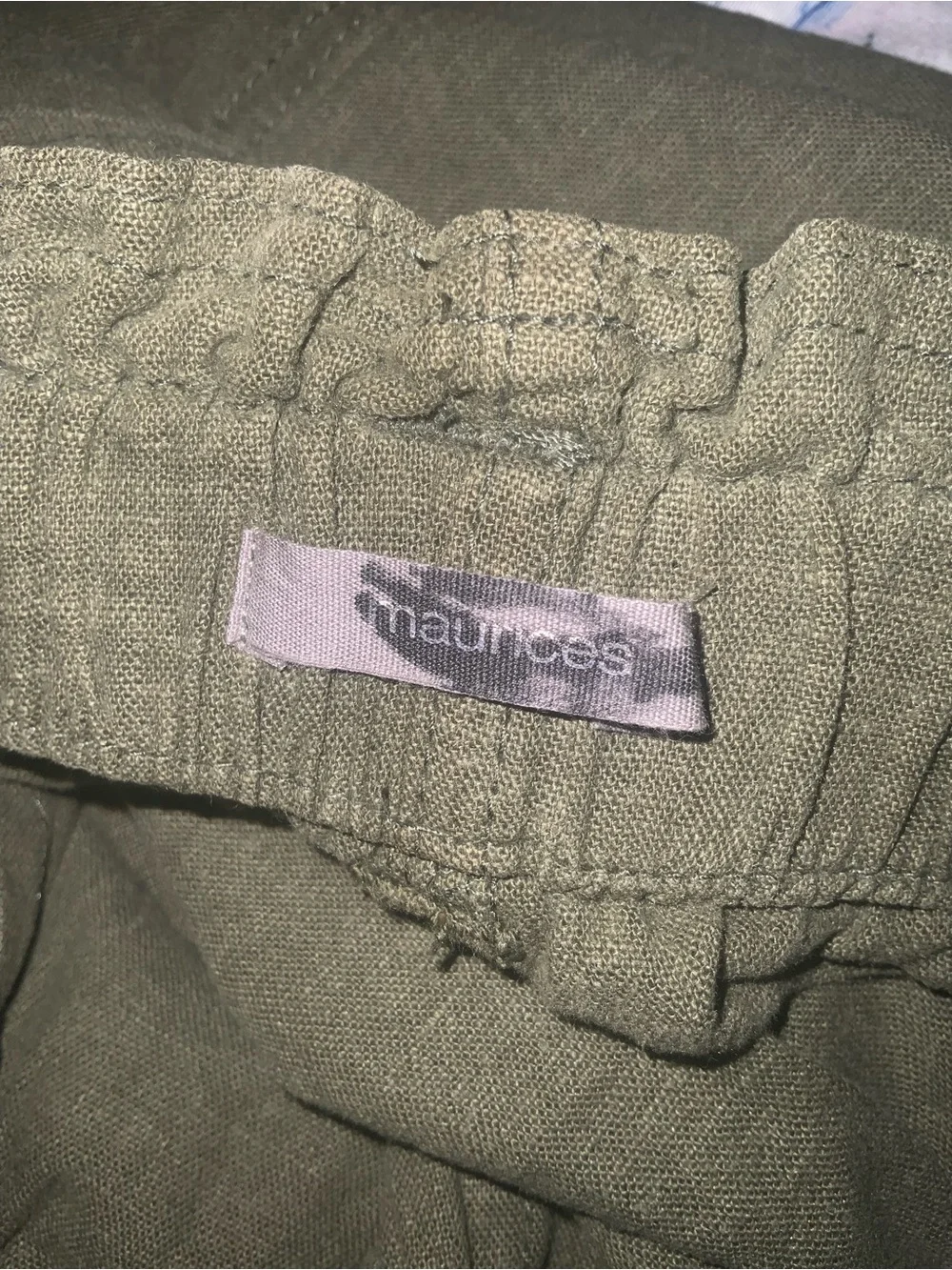 Maurices Olive Green High Waist Women’s Linen Blend Shorts Small